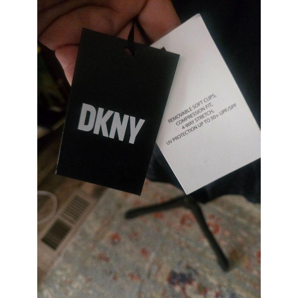 DKNY - Black Ruffle V-Neck Swimsuit (NWT)+ Size 6 - Picture 5 of 6